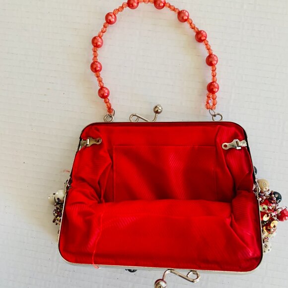 Unique Heavily Beaded Purse | Art to Wear | Rhinestone Detail Evening/Party Bag - Picture 9 of 11